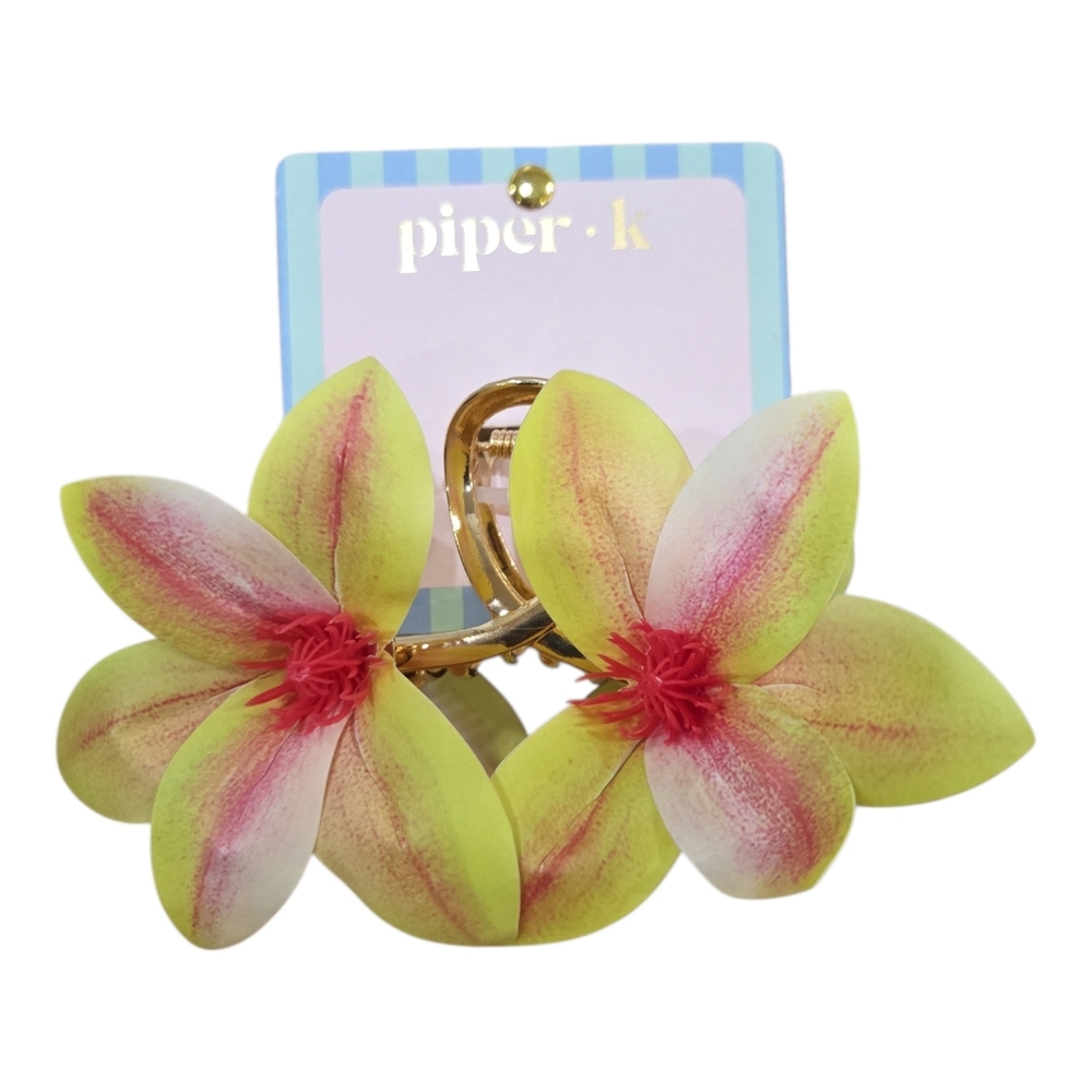 🌼▪️Piper K ▪️Yellow Beautiful Orchid Floral Hair Metal Claw Clip